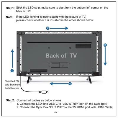App Control LED Strip Light Smart TV Backlight 55-65inch 12V 5050 smd