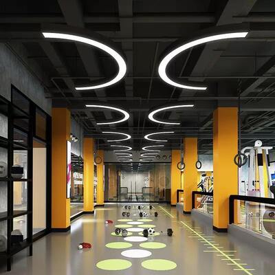 Oval Arc Curved Layout Circle LED Linear Light Aluminum Profile For Office Cafe 240V