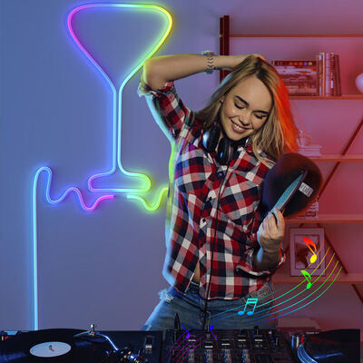 Custom 16.4FT LED Neon Flex Light Flex Music Sync RGB App Control Wi-Fi For Gaming Room