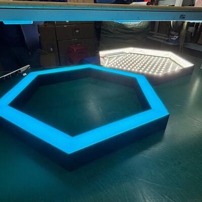 2700K-6500K Hollow Hexagonal Recessed Linear Light Fixtures with Seamless Splicing for Gym and Office Ceiling