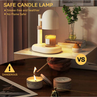 Retro Candle LED Sensor Lights Table Lamp Electric Incense Burner Cream Color