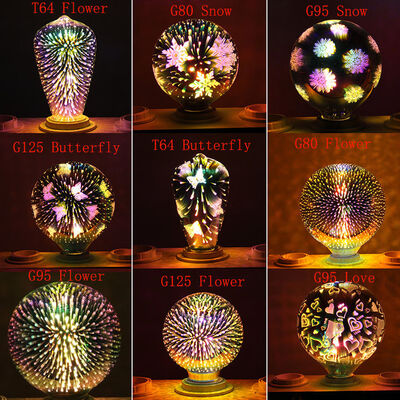 LED 3D Fireworks-effect Glass LED Light Bulb Holiday Decorations and Christmas Holiday Lights