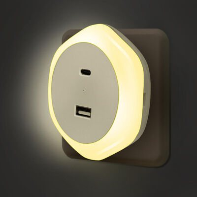 12W Charging USB Port TYPC Dimming Socket LED Night Light Warm White European Gauge Modern Square for Bedroom