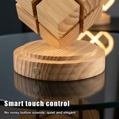Novel Wooden Four Step Magic Cube Warm Light Lamp for Kids Gift Wood Base Table Night Light