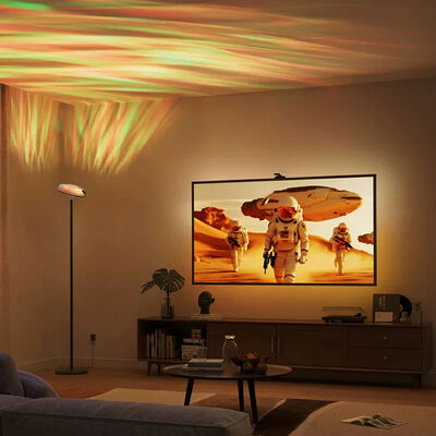 Modern Wave Pattern RGBIC LED Floor Lamp Projector Adjustable Height Control Multicolored Dome Shade Ambient Lighting