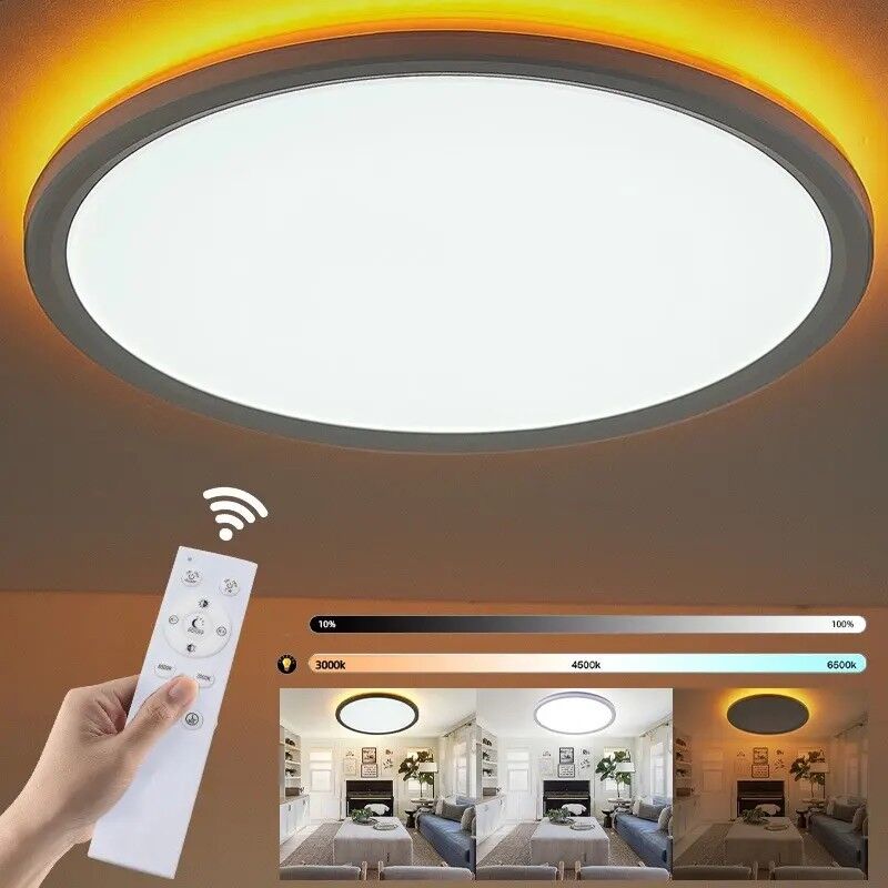24W Ultra Thin LED Round Ceiling Light Remote Control Flush Mount For Living Room