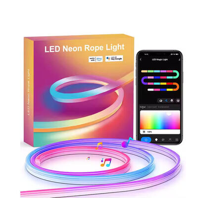 تنظیم شده 16.4FT LED Neon Flex Light Flex Sync موسیقی RGB App Control Wi-Fi برای اتاق بازی
