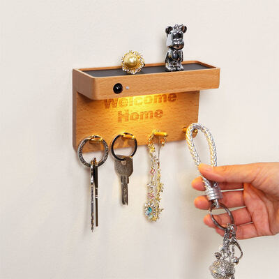 IP20 LED Indoor Wall Lamp Motion Sensor Light With Wooden Key Holder 3000K