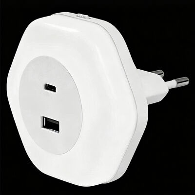 12W Charging USB Port TYPC Dimming Socket LED Night Light Warm White European Gauge Modern Square for Bedroom